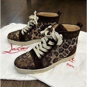 Authentic Christian Louboutin Leopard Strass High Tops 37 Ladies size 7